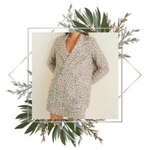 MANGO | Leopard linen blazer & skirt